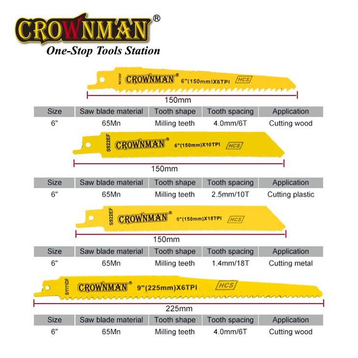 Conjunto de lâmina de serra alternativa CROWNMAN 10PCS