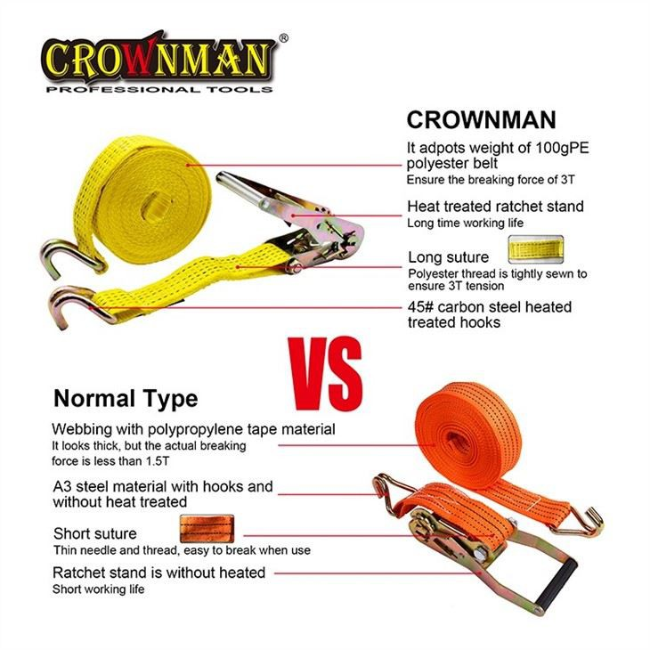 Corda tensora de carro CROWNMAN, corda de amarração com catraca