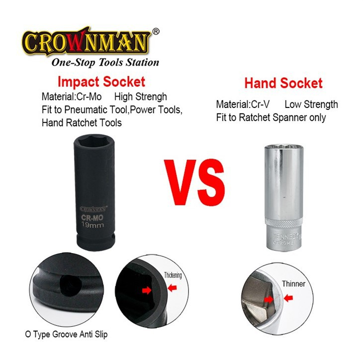 CROWNMAN 1/2' Soquete longo Dr. Impact