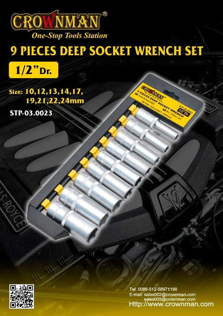 Conjunto de soquete Dr. Deep 9PCS 1/2'