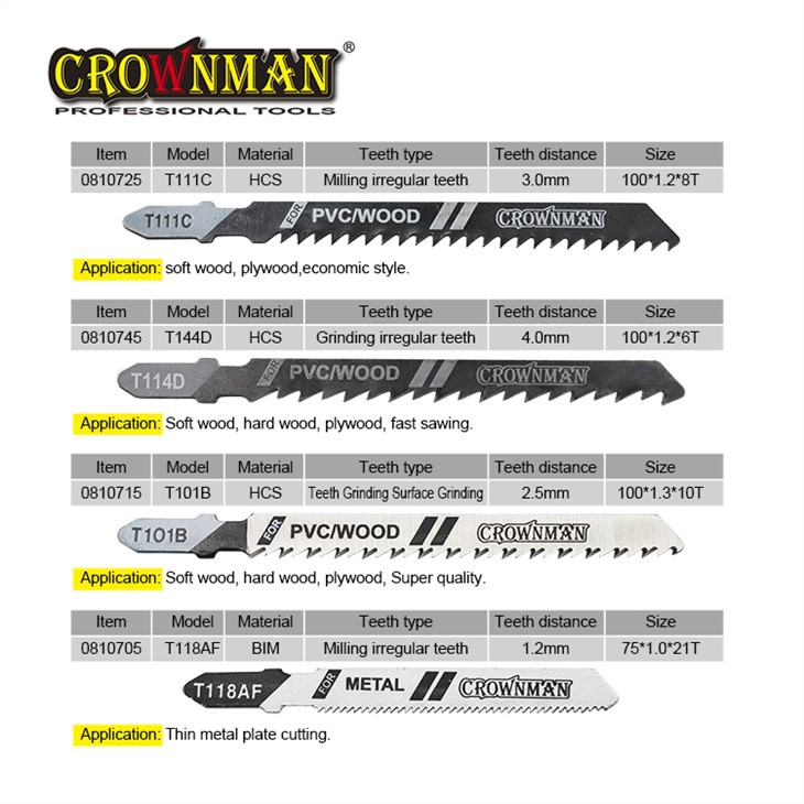 Conjunto de lâmina de serra de gabarito CROWNMAN 5PCS
